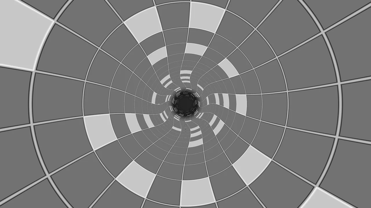 Monochrome Warped Radial Tunnel 4K Wallpaper