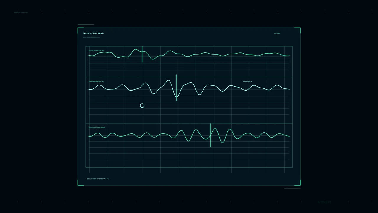 Acoustic Fence Sonar Waveform HUD 4K Sci-Fi Wallpaper