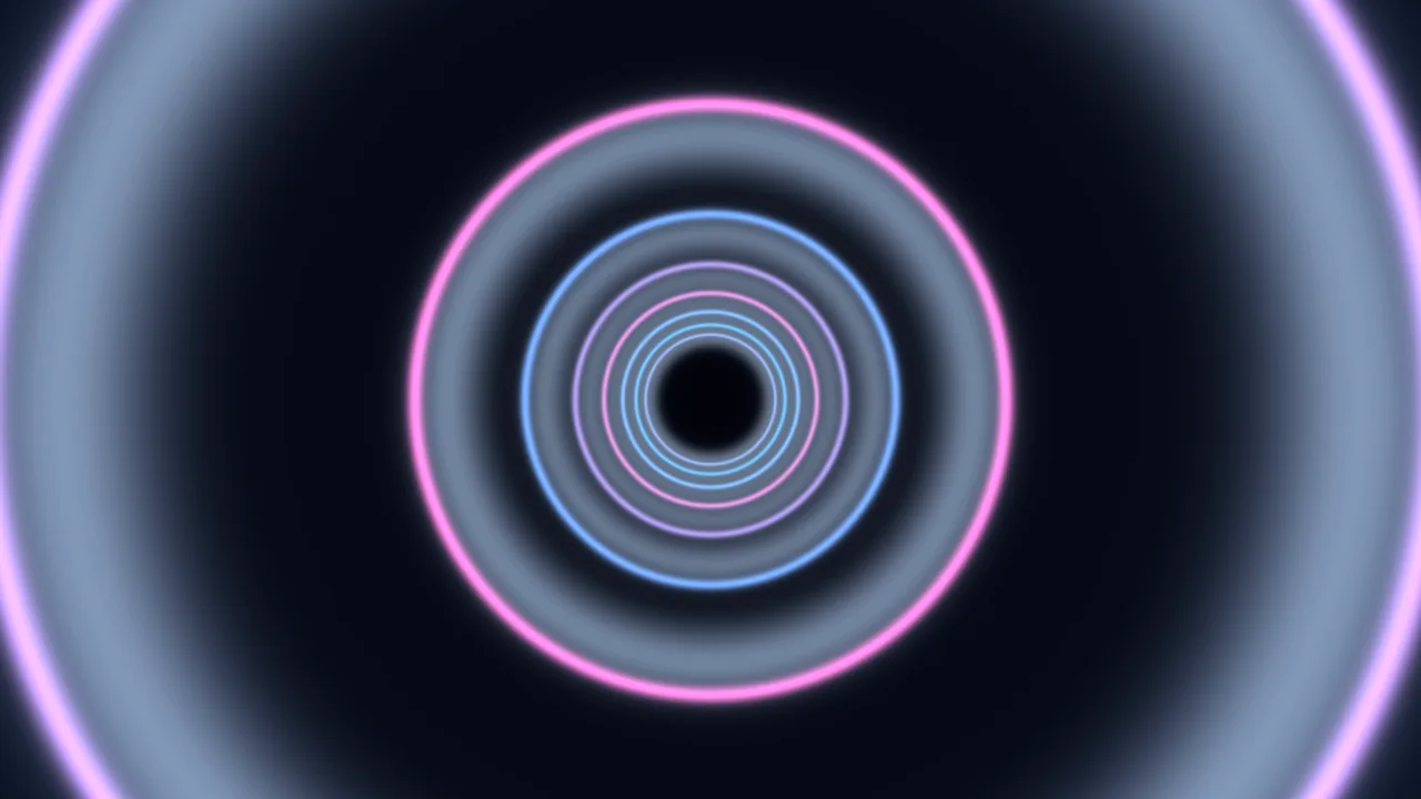 Concentric Neon Ring Tunnel 4K Wallpaper