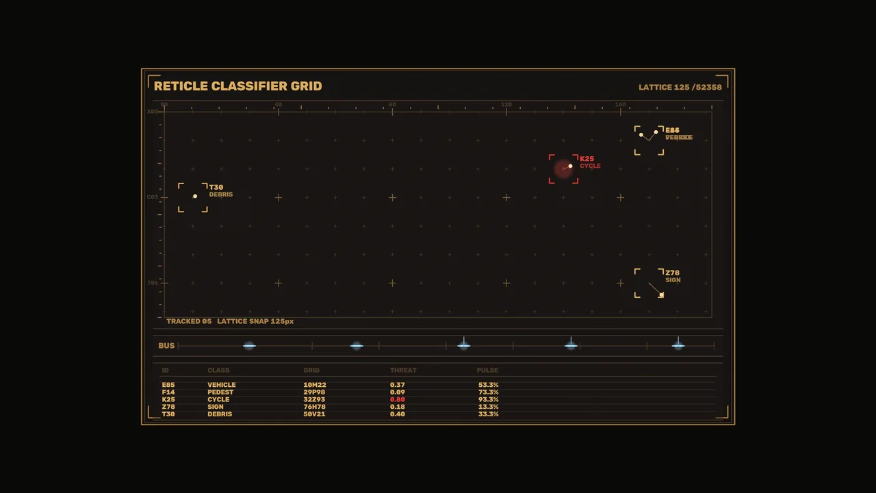 Sci-Fi Reticle Classifier Grid HUD Telemetry Dashboard 4K Wallpaper