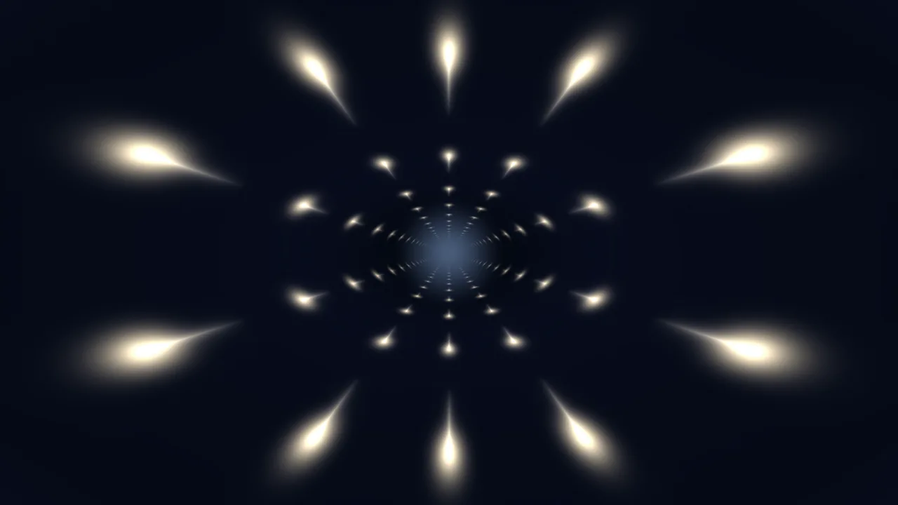 Glowing Radial Particle Tunnel with Teardrop Lights 4K Wallpaper