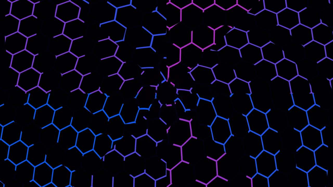 Dark Neon Honeycomb Grid on Black 4K Wallpaper