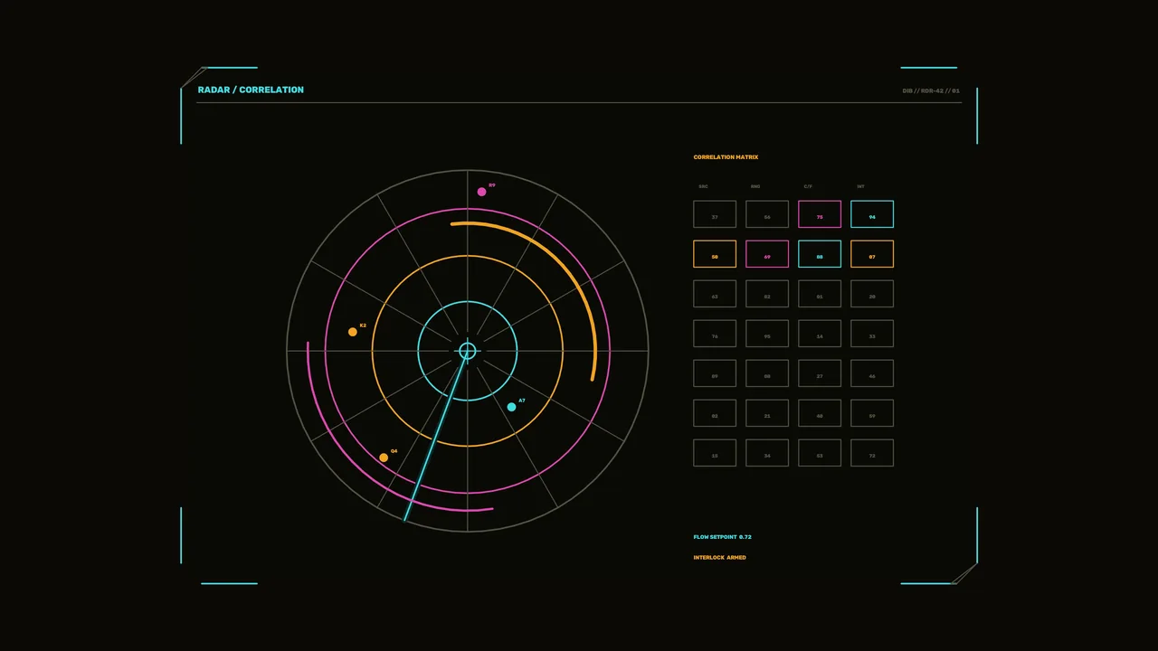 Sci-Fi Radar Correlation HUD 4K Wallpaper with Circular Scanner