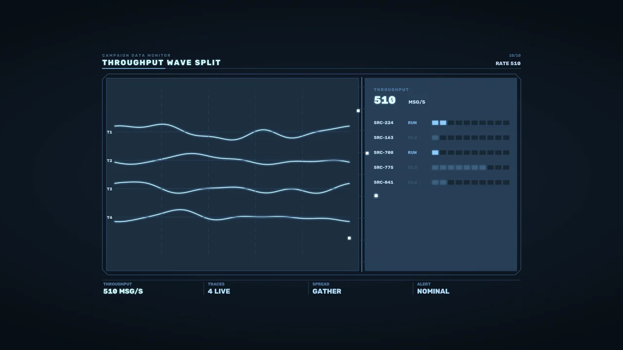 4K Sci-Fi Throughput Wave Split Data Monitor HUD Wallpaper