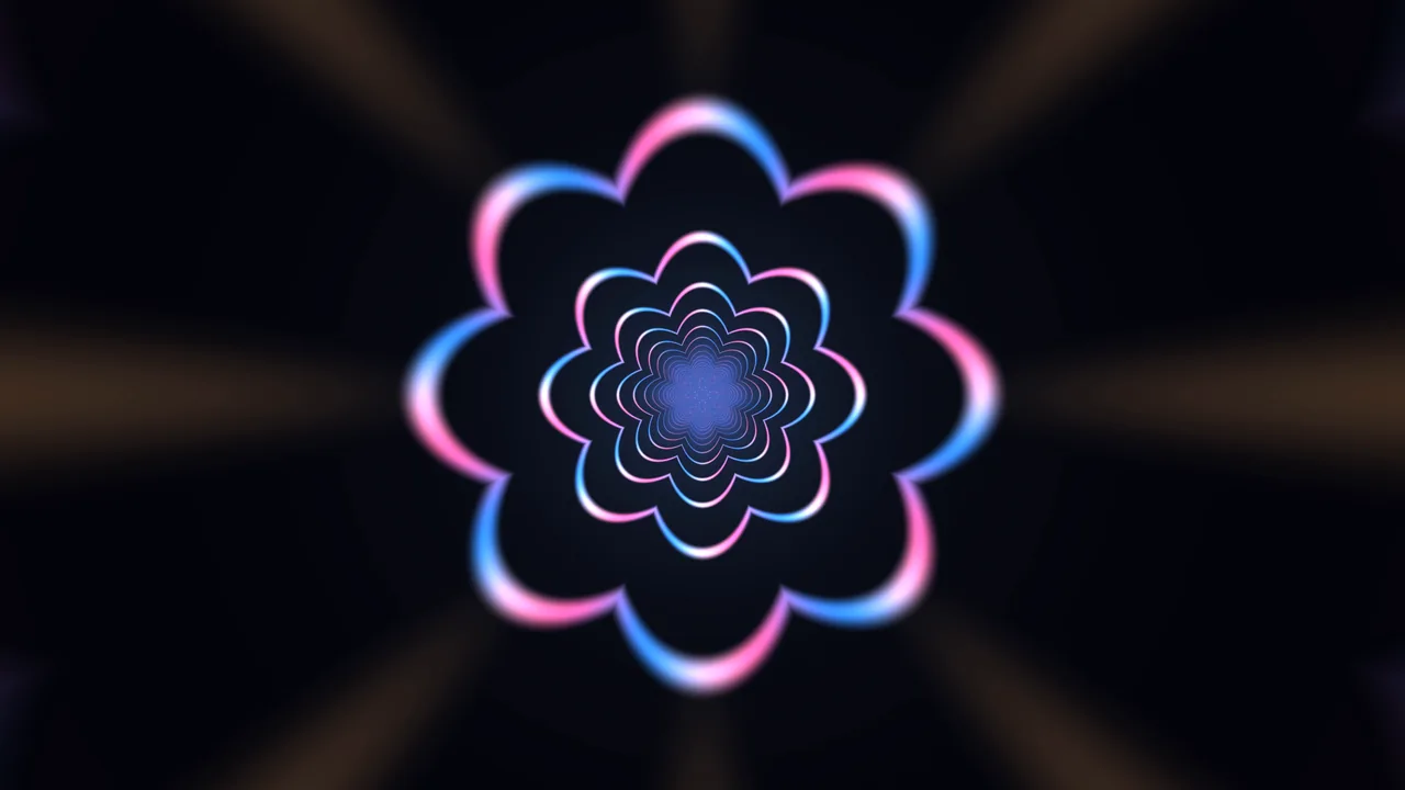 Abstract Neon Concentric Flower Mandala 4K Wallpaper