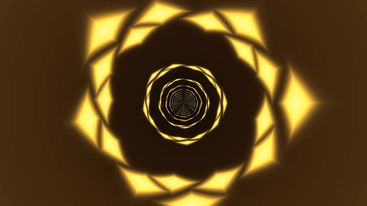 Golden Concentric Rings Geometric Tunnel 4K Wallpaper