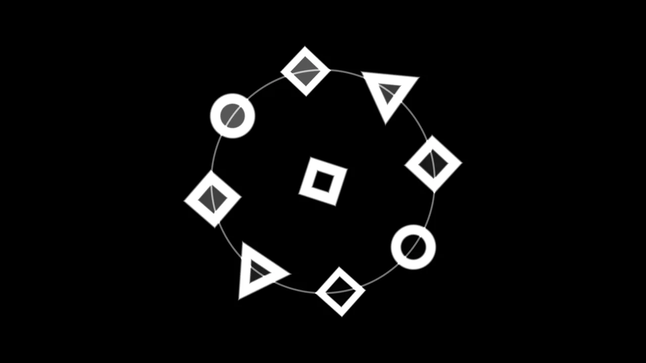 Black and White Geometric Orbit Icon 4K Wallpaper