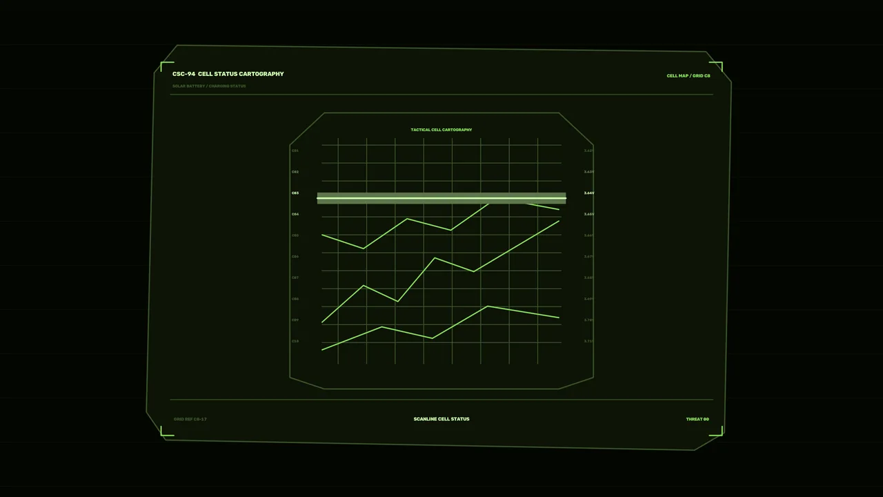 Green Cell Status Telemetry HUD – Solar Charging 4K Wallpaper
