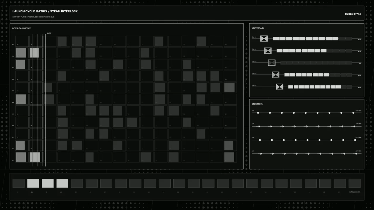 Launch Cycle Steam Interlock HUD Dashboard 4K Wallpaper