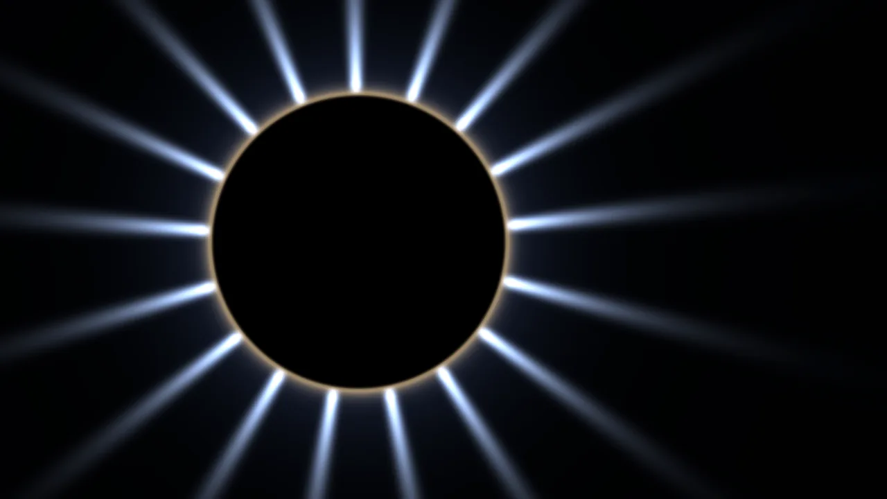 4K Solar Eclipse HUD-Style Screen Graphic with Radial Rays