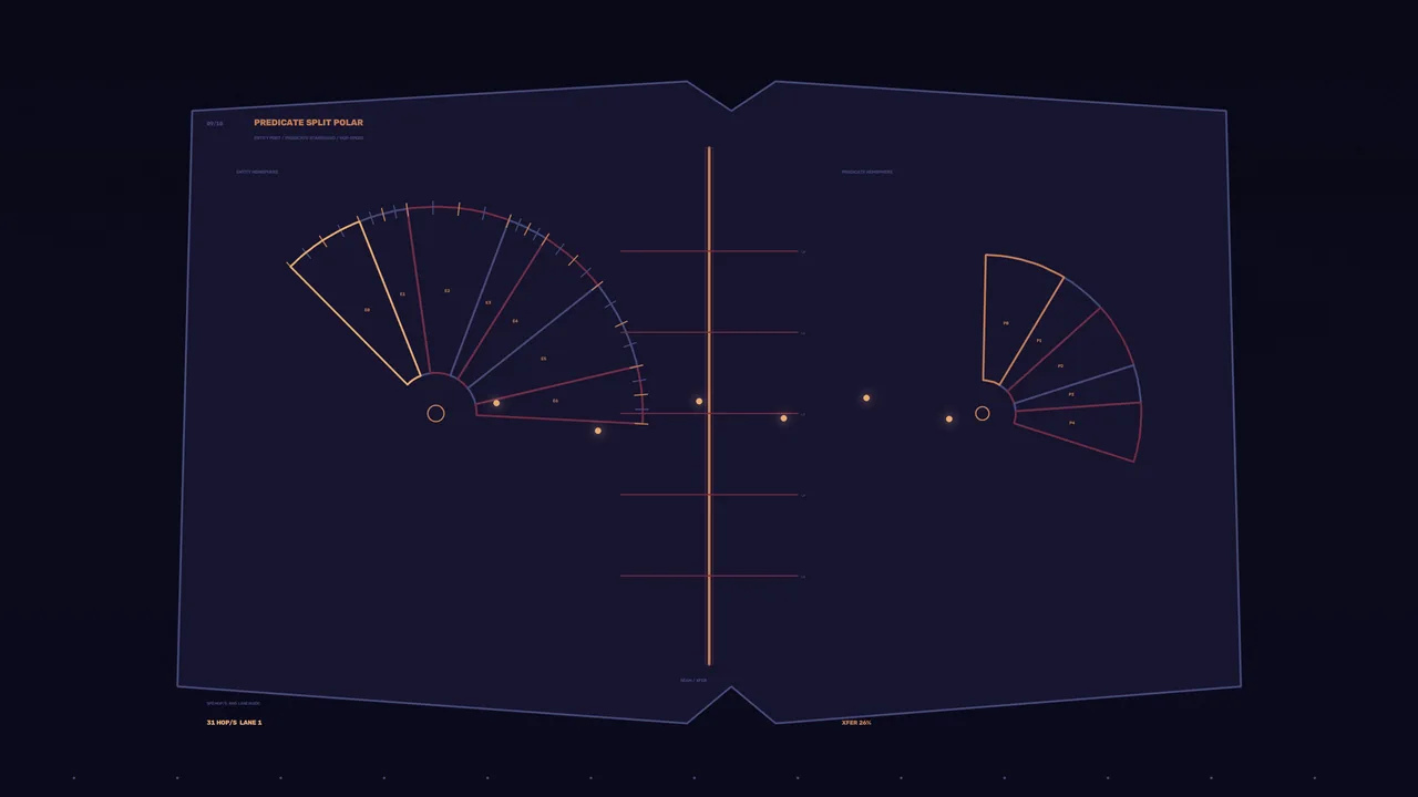 Futuristic Radial Telemetry HUD Interface in Orange and Violet