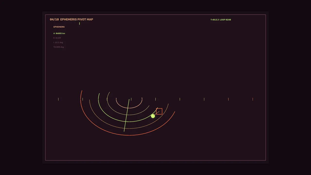 Sci-Fi Spacecraft Navigation HUD with Orbital Range Scanner