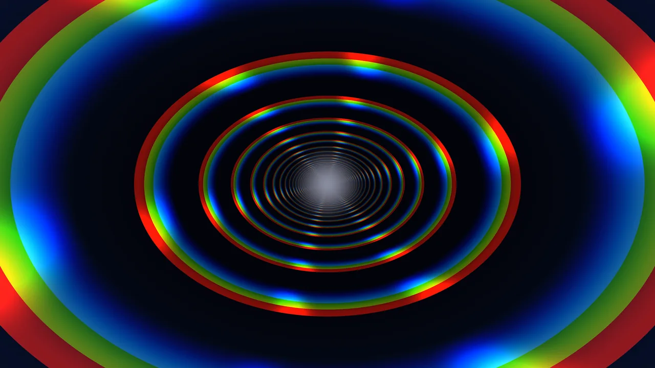 Neon RGB Concentric Rings Abstract Tunnel 4K Wallpaper