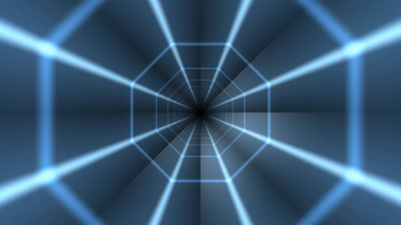 Abstract Blue Geometric Tunnel 4K Wallpaper