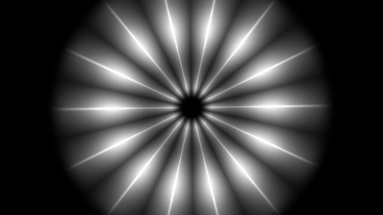Monochrome Radial Vortex with Glowing Rays 4K Wallpaper