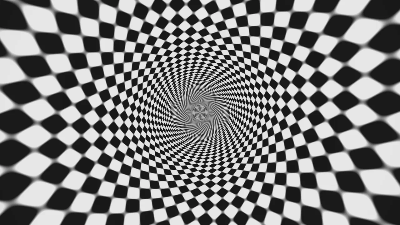 Black and White Checkerboard Spiral Tunnel 4K Wallpaper