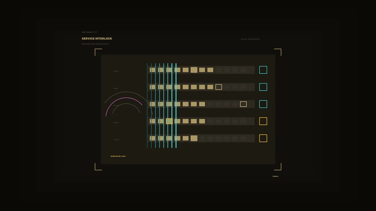Service Interlock 4K Sci-Fi HUD Wallpaper with Segmented Telemetry Bars and ArcG