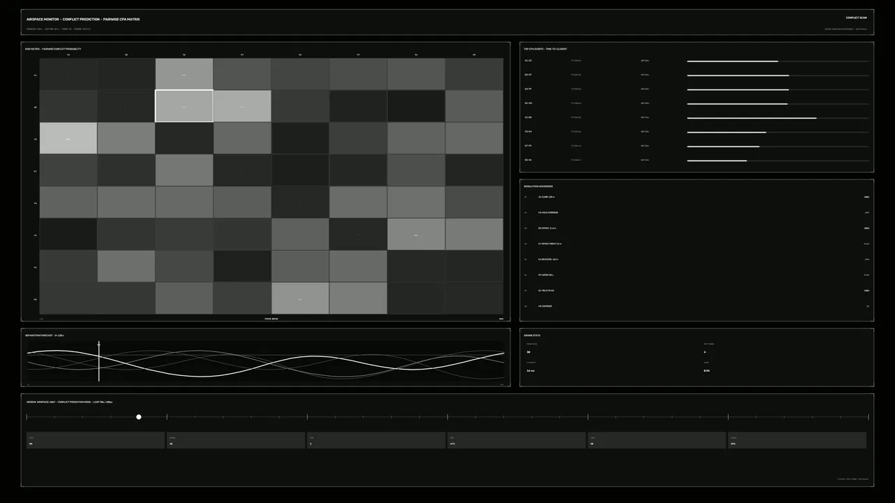 Airspace Conflict Prediction Matrix HUD Dashboard 4K Sci-Fi Wallpaper