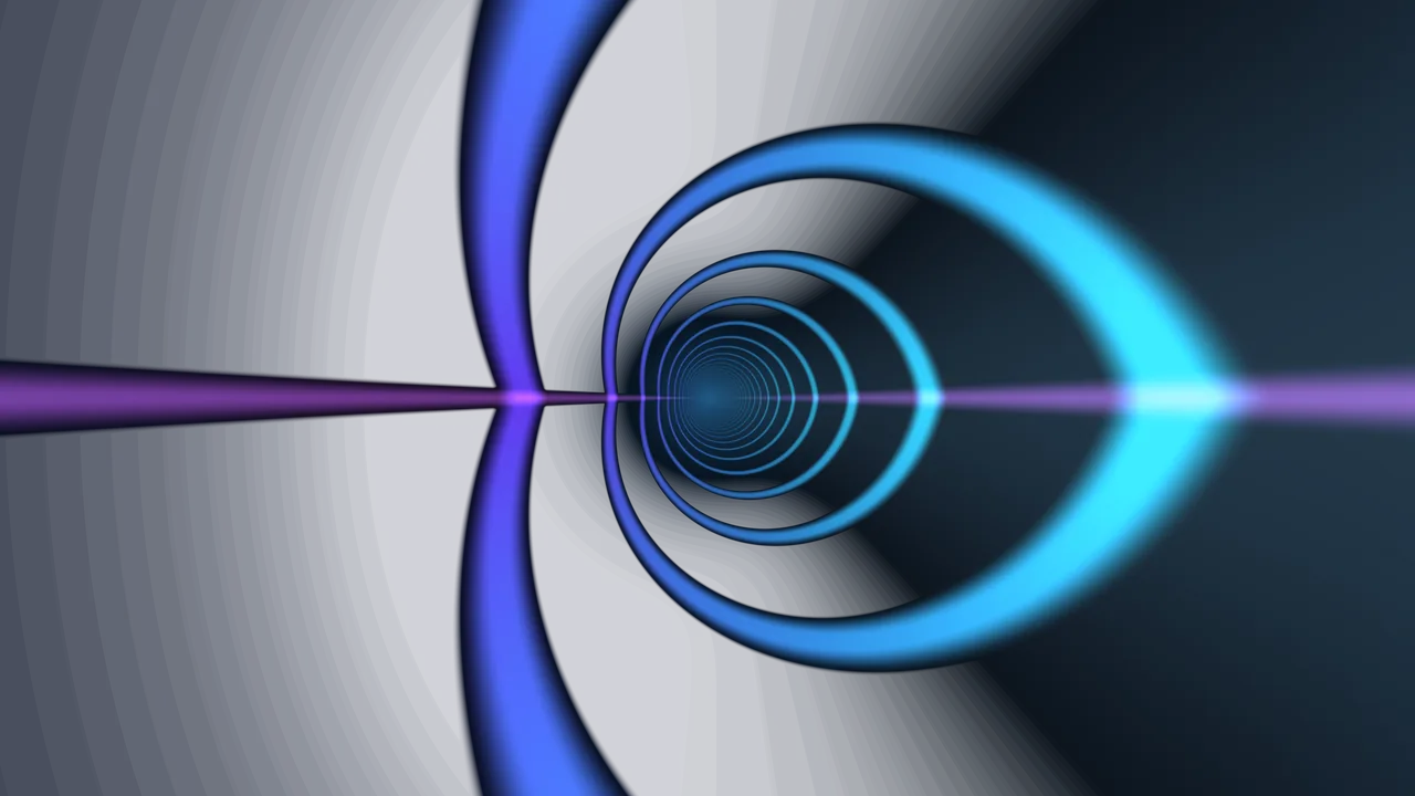 Abstract Concentric Neon Tunnel with Cyan and Violet Rings 4K Wallpaper