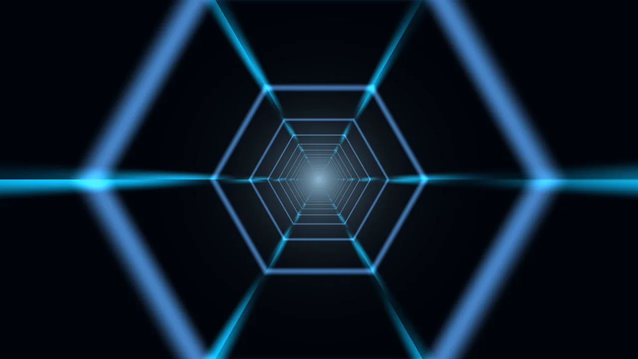 Electric Blue Hexagonal Portal HUD 4K Wallpaper