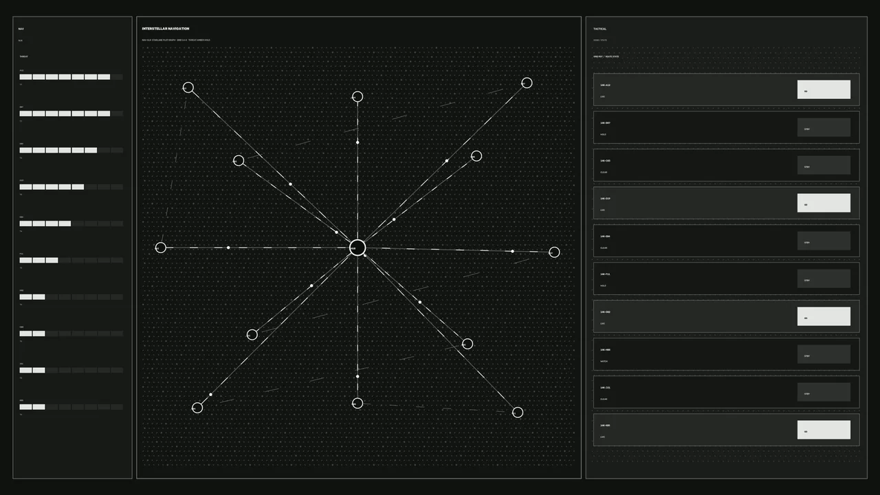 Interstellar Navigation HUD with Radial Waypoint Telemetry