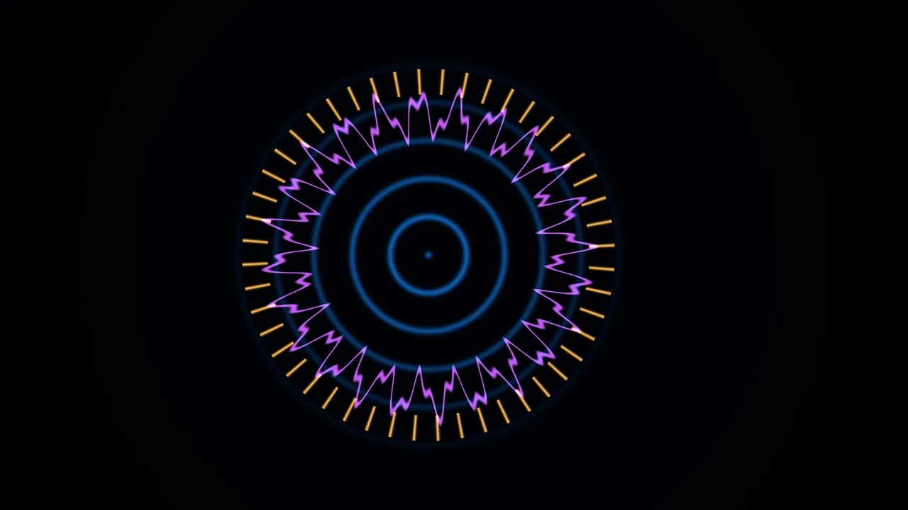 Circular Neon Telemetry HUD with Concentric Rings