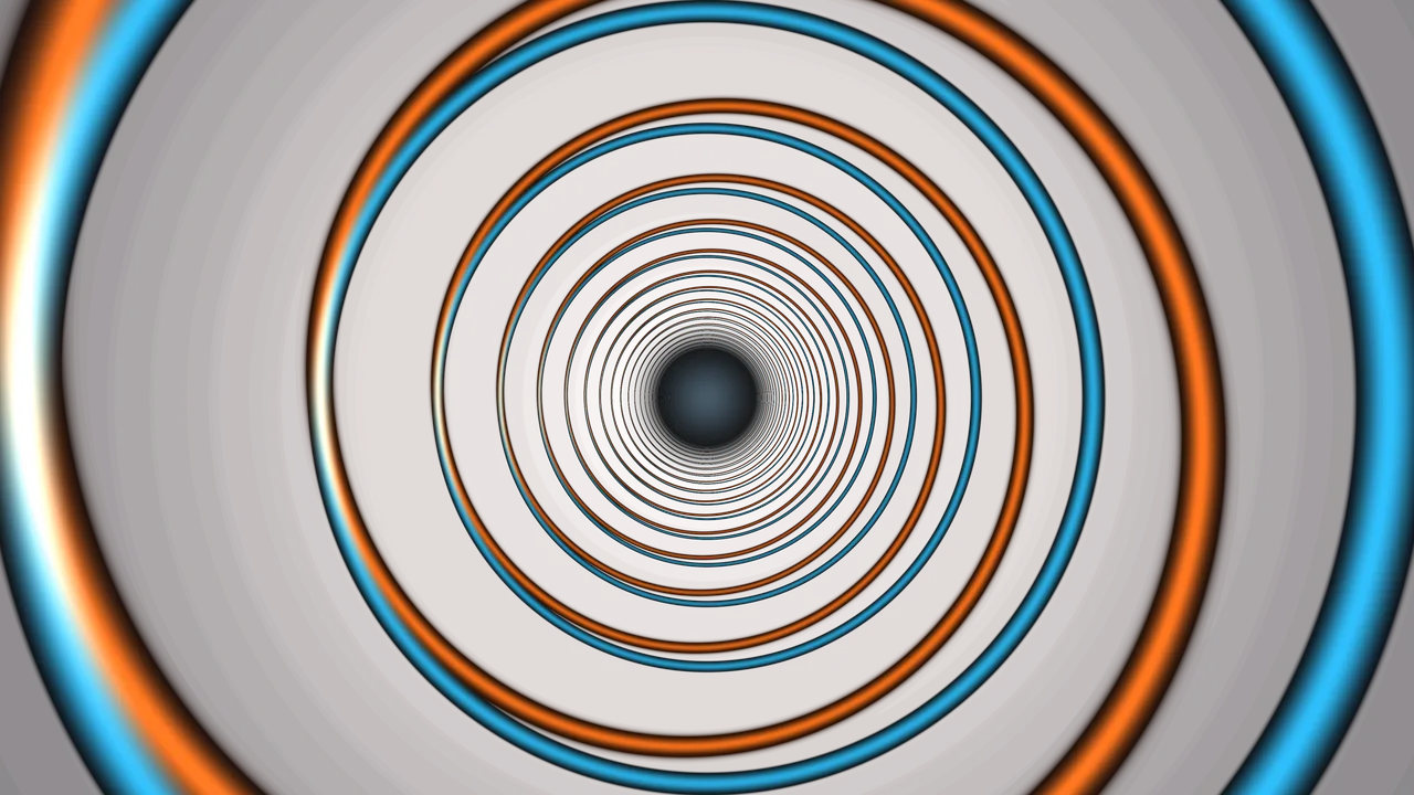 Blue and Orange Concentric Ring Tunnel 4K Wallpaper
