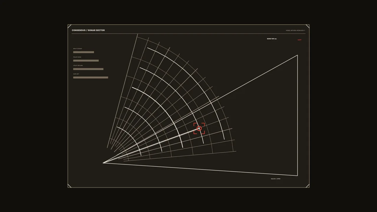 Futuristic Sonar Sector HUD Dashboard with Red Target Reticle 4K Wallpaper