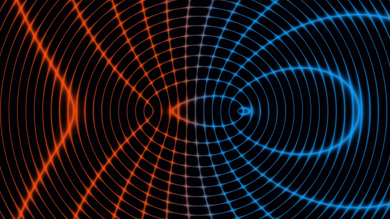 Orange and Blue Concentric Ripple Grid 4K Wallpaper