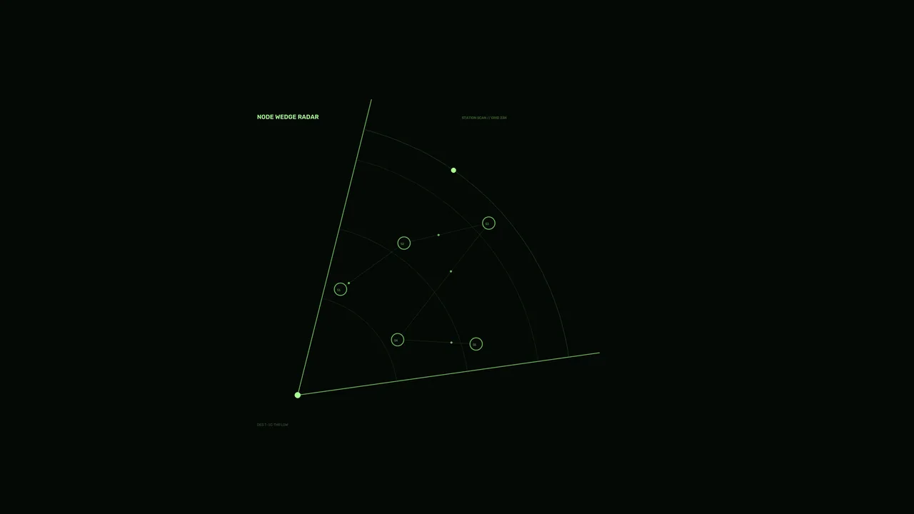 Green Wedge Radar Node HUD with Concentric Range Arcs 4K Sci-Fi Wallpaper