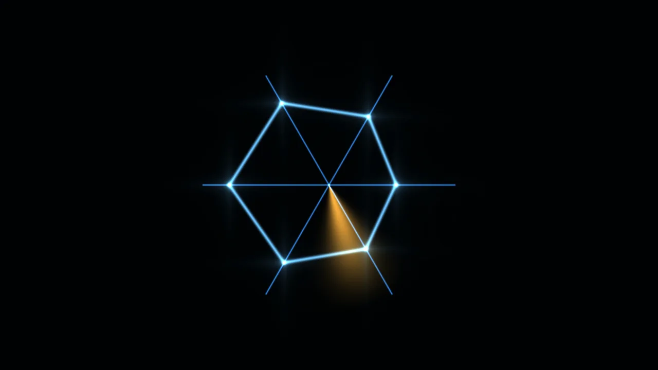 4K Sci-Fi HUD Scanner with Blue Geometric Telemetry and Amber Indicator