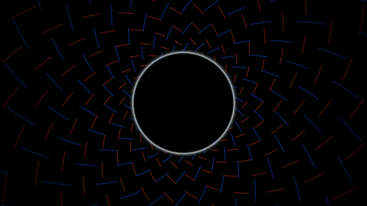 Sci-Fi HUD Eclipse Scanner with Blue and Orange Radial Telemetry — 4K Wallpaper