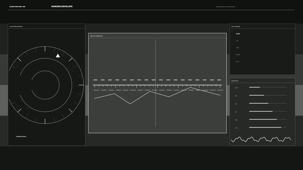 Drone Flight HUD with Horizon Graph and Telemetry Panels 4K Wallpaper