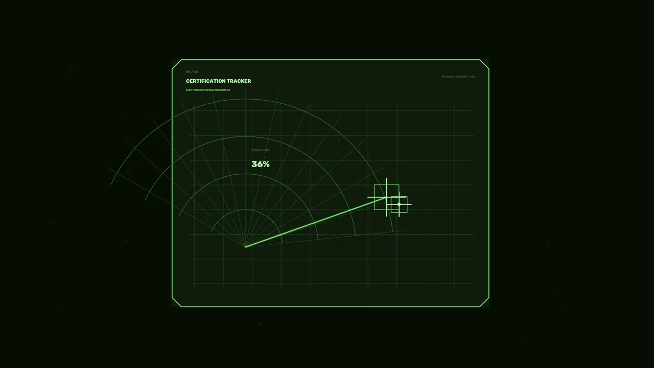 Green Certification Tracker Election Risk HUD, 4K Sci-Fi Wallpaper