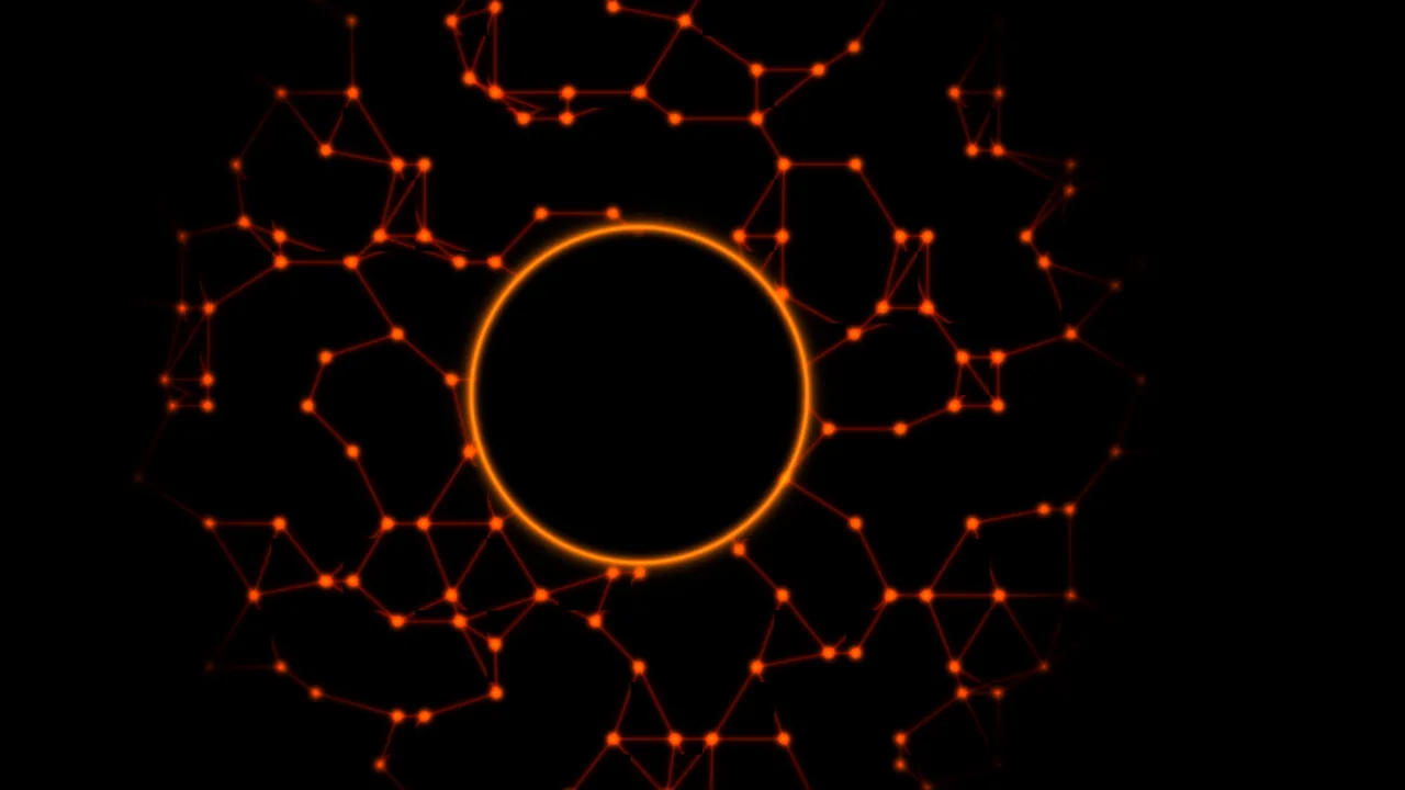Orange Ring Network on Black 4K Wallpaper