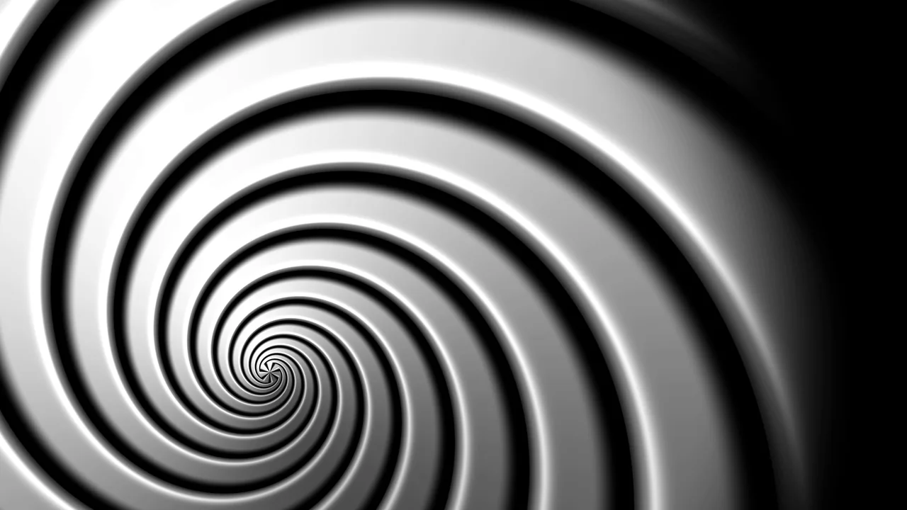 4K Monochrome Spiral HUD Screen Graphic Wallpaper