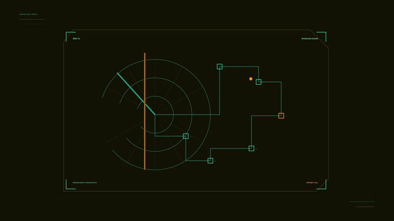 Sci-Fi Radar HUD Interface with Telemetry Nodes 4K Wallpaper