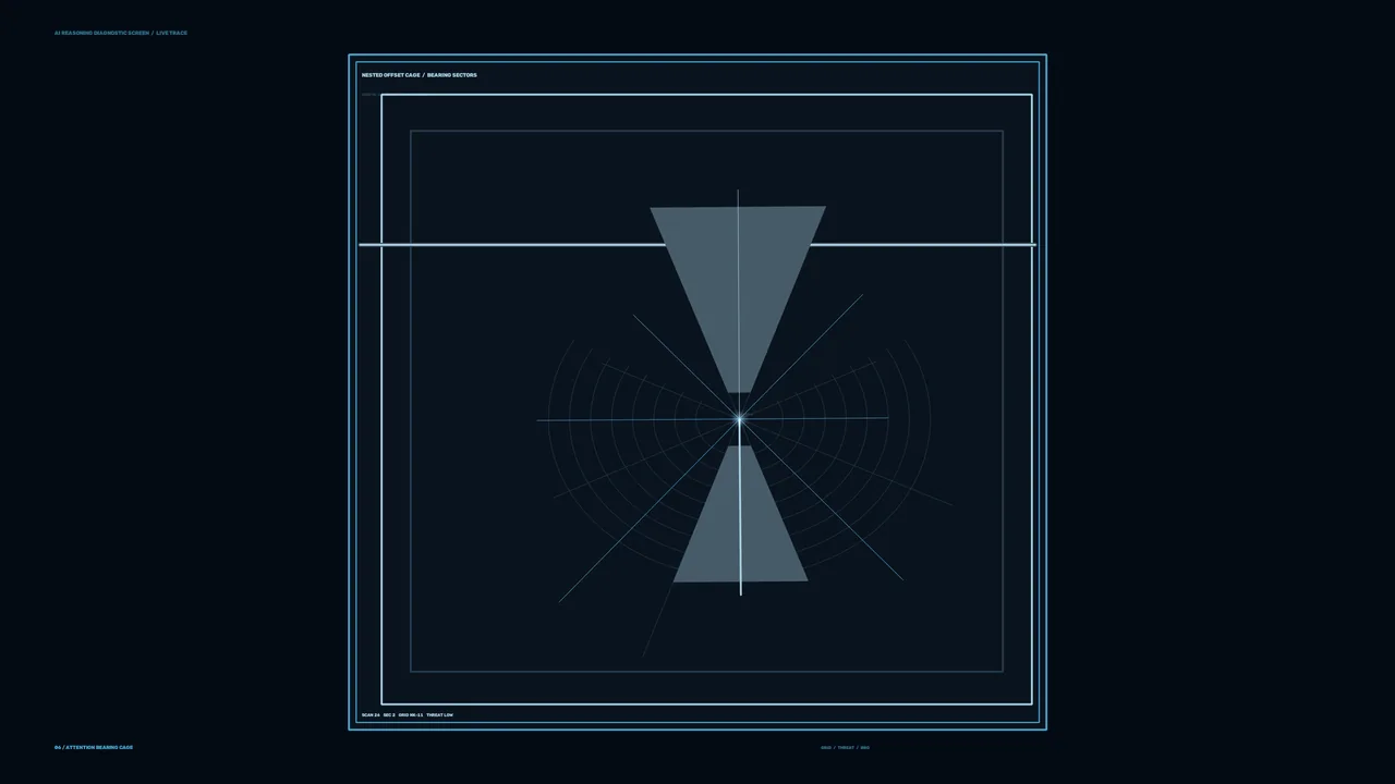 Dark Navy Radar Diagnostic HUD with Cyan Frames and Radial Scanner
