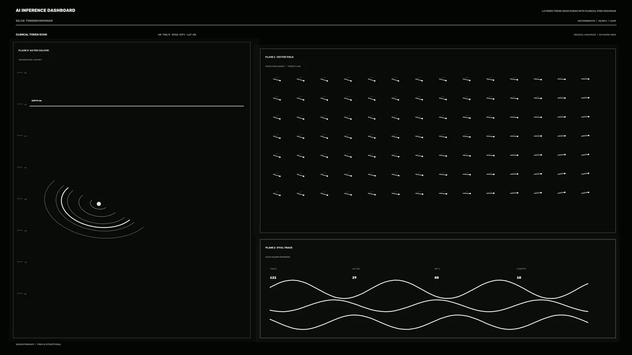 Monochrome Sci-Fi HUD Dashboard with Vector Field, Scanner and Waveform Panels
