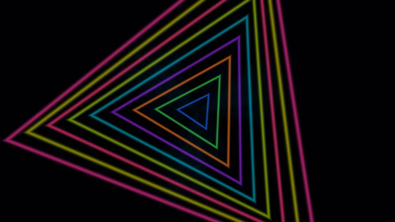 Fluorescent Concentric Triangle Tunnel 4K Wallpaper