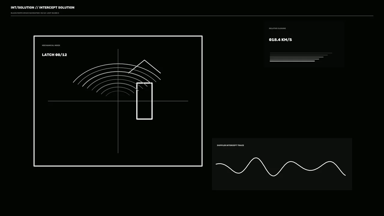 Monochrome Space Navigation HUD with Doppler Telemetry 4K Wallpaper