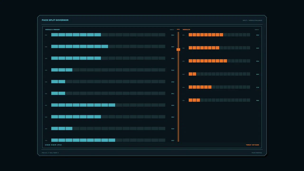 Sci-Fi Battery Cell Temperature HUD Dashboard Wallpaper