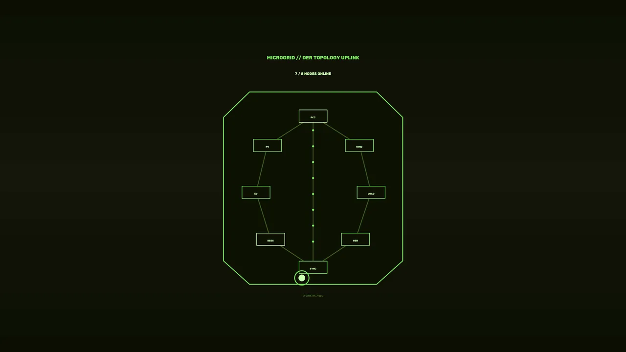 Microgrid DER Topology HUD Dashboard 4K Wallpaper