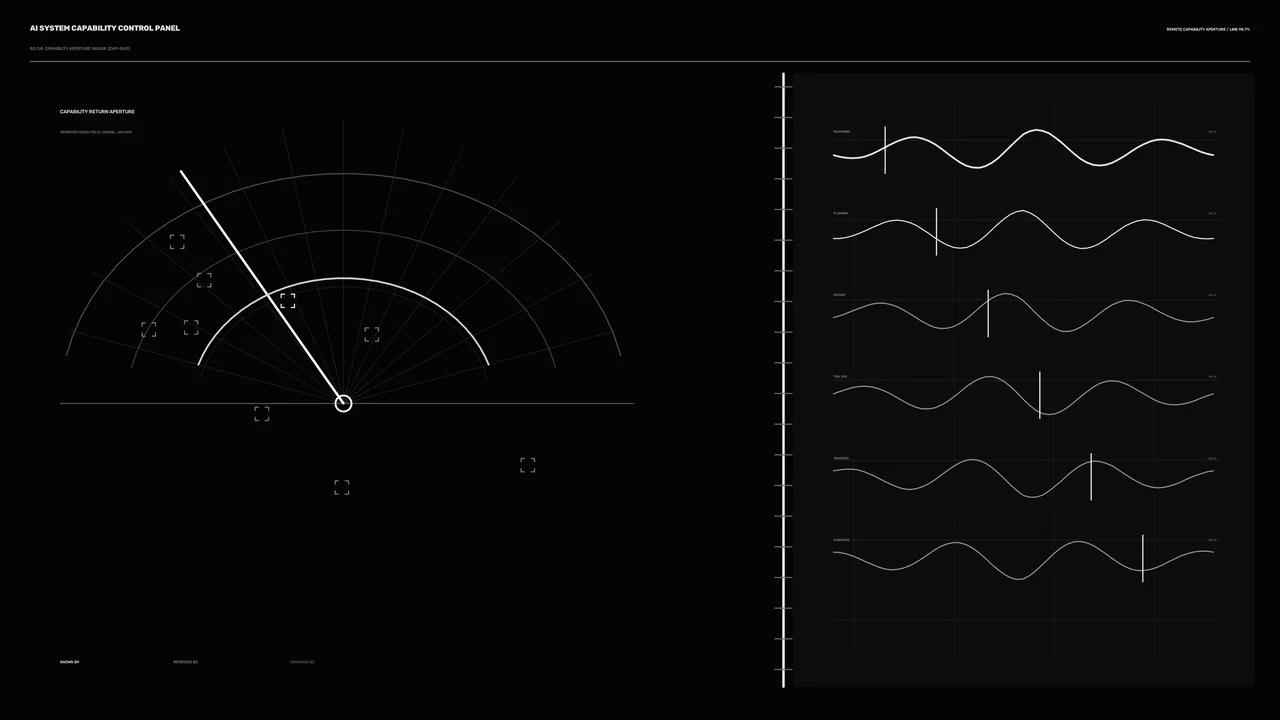 Sci-Fi Capability Control Panel HUD with Radar and Telemetry Charts