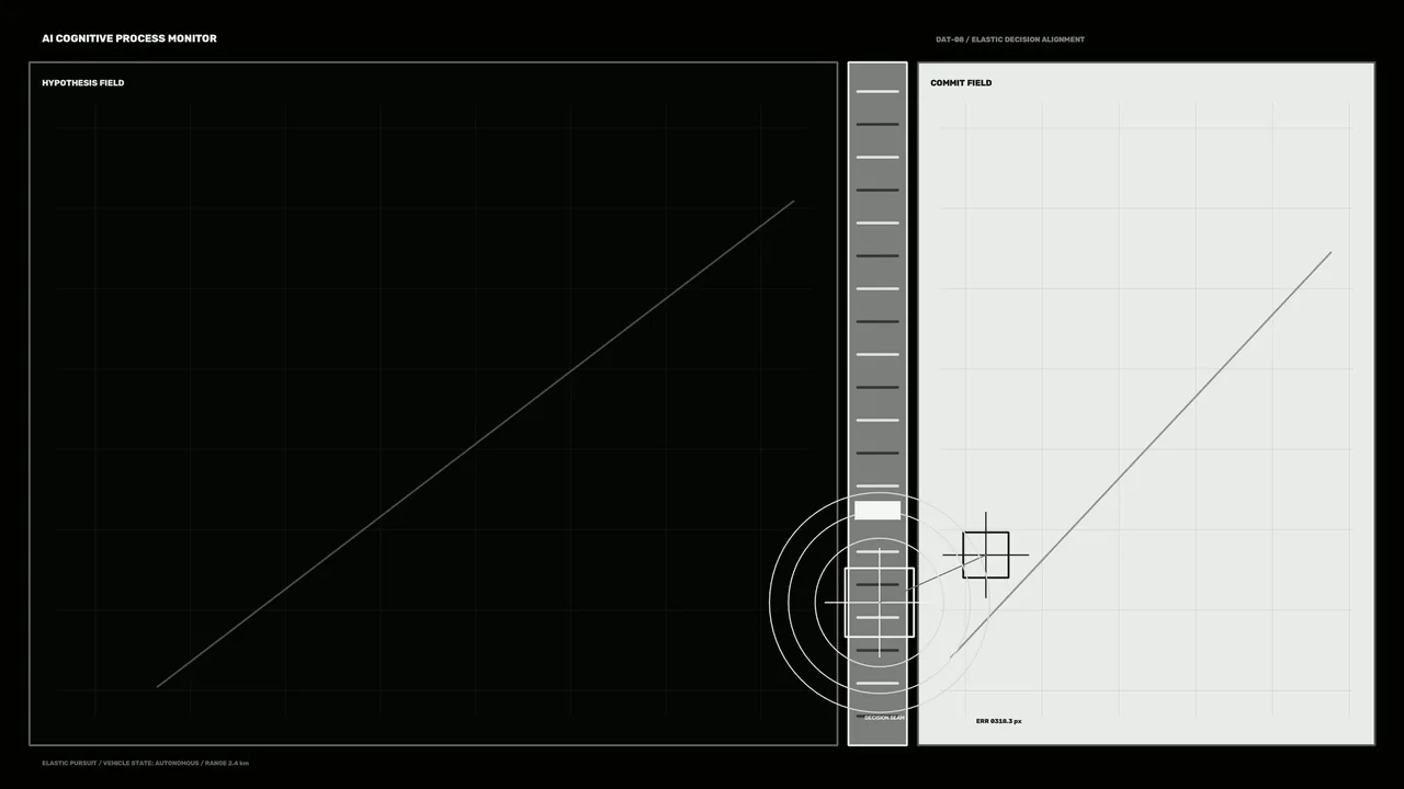 Sci-Fi HUD with Hypothesis and Commit Graph Fields
