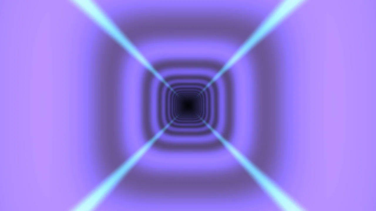 Purple Geometric Tunnel with Cyan Converging Light Lines