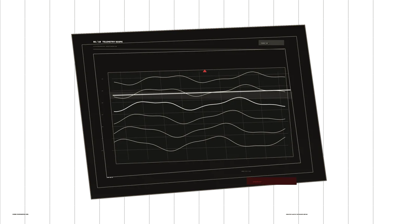 Dark Sci-Fi Telemetry Scope HUD with Waveform Graphs 4K Wallpaper