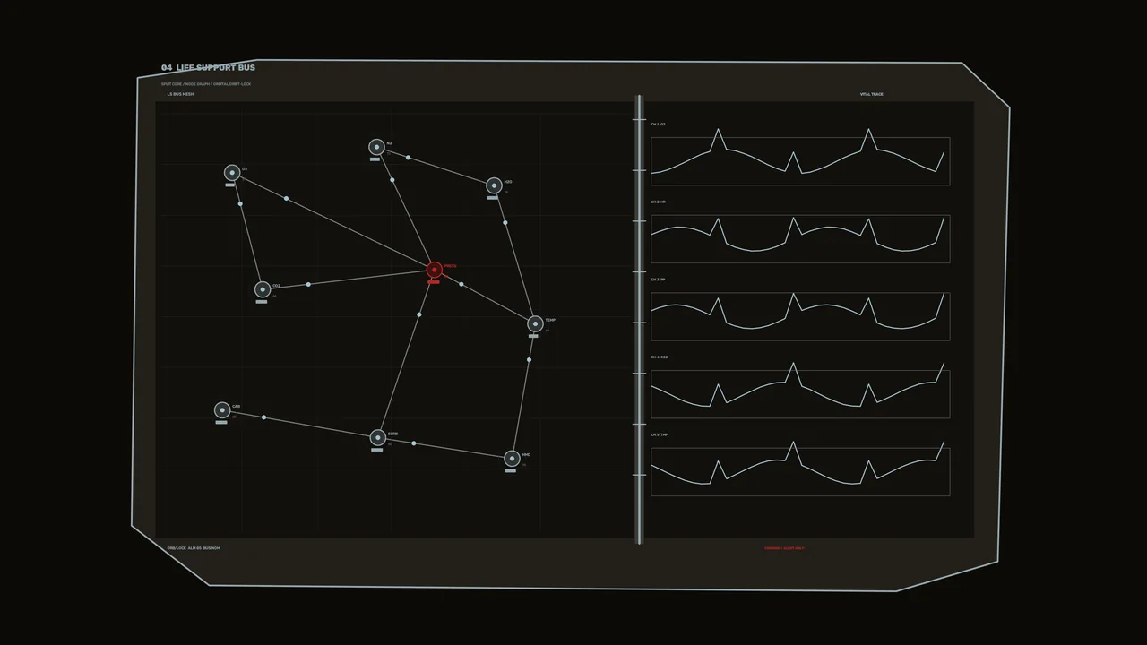 Spacecraft Life Support Telemetry HUD Display 4K Wallpaper