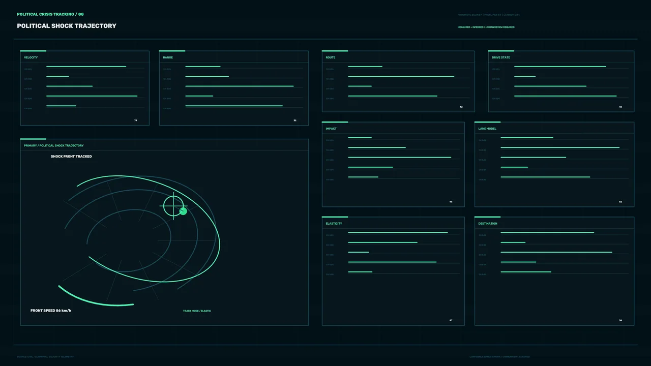 Political Shock Trajectory 4K Sci-Fi HUD Dashboard