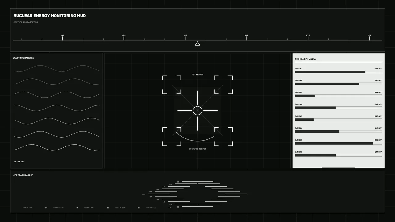 Fictional Nuclear Energy Monitoring HUD with Targeting Telemetry